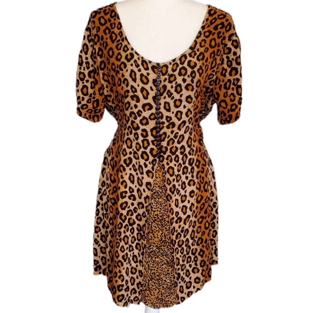 Vintage Leopard Print Dress - m/l
